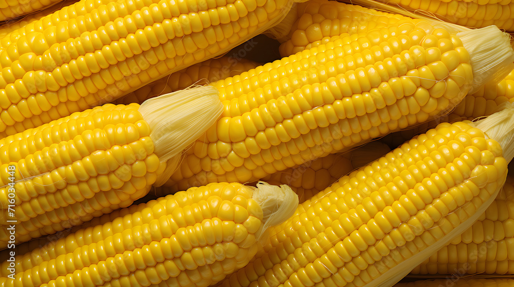 Fresh corn on cobs on wooden table, closeup Fresh corn on cobs on wooden table, closeup