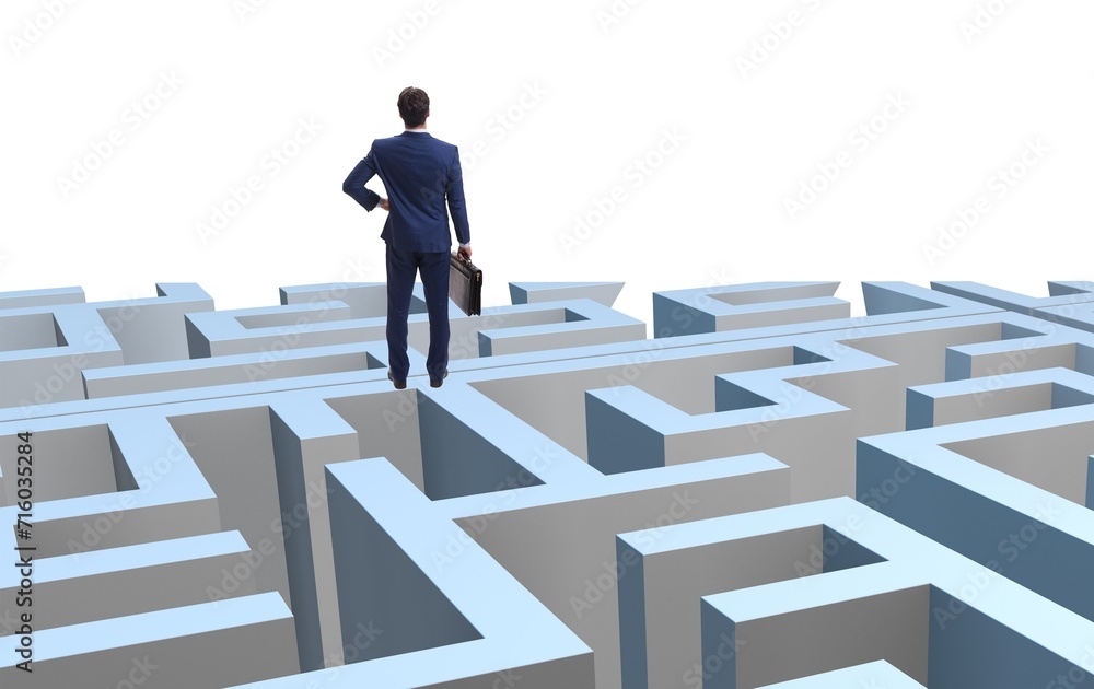 Businessman trying to escape from maze Businessman trying to escape from maze