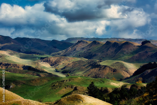 Agricultural valleys and hills surrounding Te Mata peak mountain photo