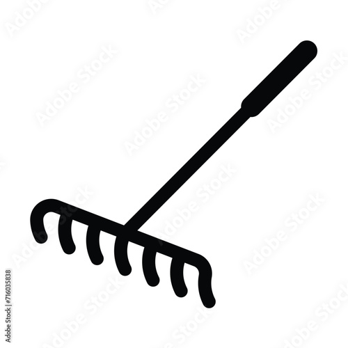 gardening equipment icon for graphic and web design, rake icon photo