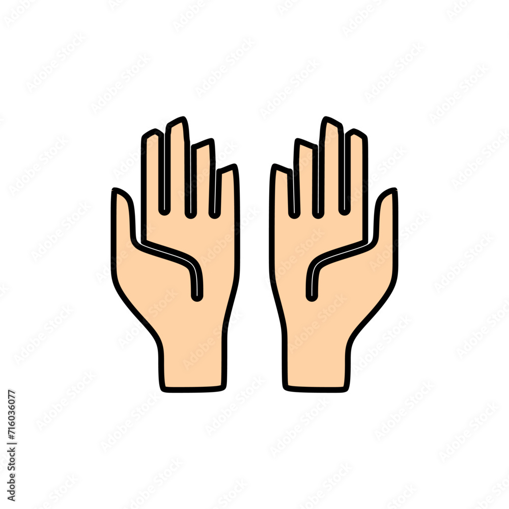 Praying hand gesture in lineal color icon. Trendy style Ramadan design element resources for many purposes. Praying hand gesture in lineal color icon. Trendy style Ramadan design element resources for many purposes.