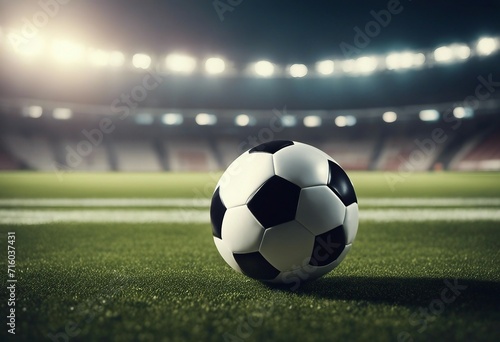 Professional football kicking ball in soccer stadium © ArtisticLens