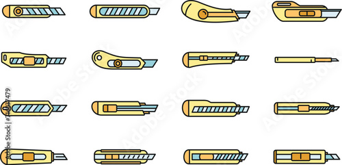 Home cutter icons set. Outline set of home cutter vector icons thin line color flat on white