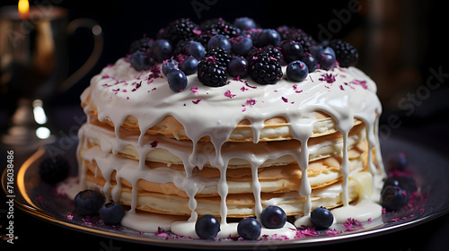 Pancakes with berries and m...