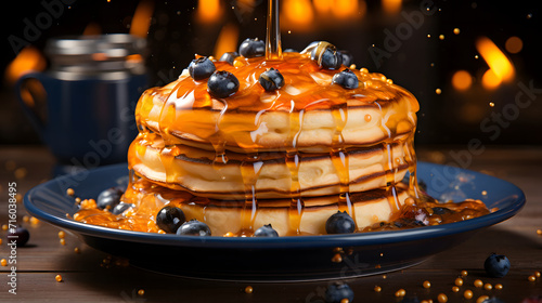 Pancakes with berries and m...