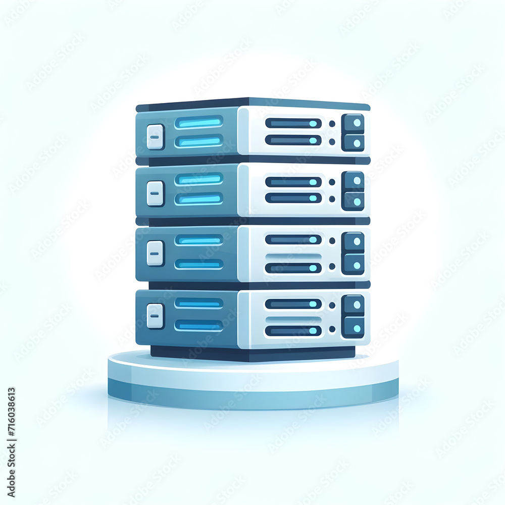 High-tech Data Center Servers Stack Illustration in Cool Blue, Concept of Digital Transformation, Cloud Computing, Web Hosting and Cybersecurity Infrastructure High-tech Data Center Servers Stack Illustration in Cool Blue, Concept of Digital Transformation, Cloud Computing, Web Hosting and Cybersecurity Infrastructure