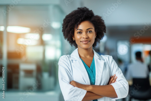 Female doctor, medical worker wearing uniform in a hospital