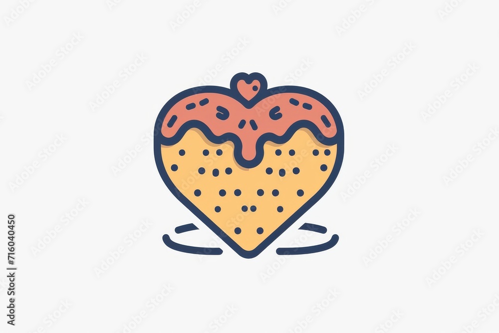 A whimsical illustration of a heart shaped cake adorned with a small, cartoon-like heart, evoking feelings of love and sweetness A whimsical illustration of a heart shaped cake adorned with a small, cartoon-like heart, evoking feelings of love and sweetness