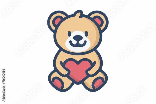 An endearing teddy bear reaches out with a heart  radiating love and charm in this whimsical cartoon illustration