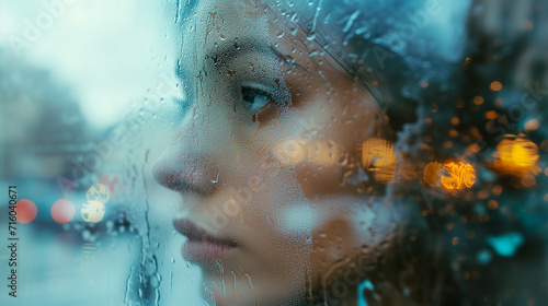 Double Exposure portrait of woman blended with nature background