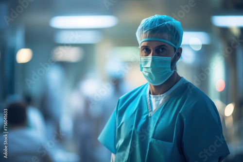 Male doctor  medical worker wearing uniform in a hospital