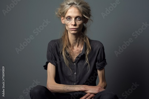 An anorexic woman depressed and tired
