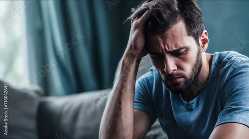 un homme avec des problème se tient la tête et à l'air triste