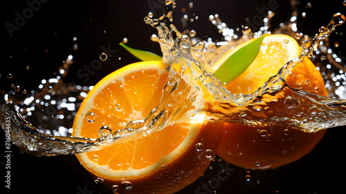 Ripe Oranges juice in water...