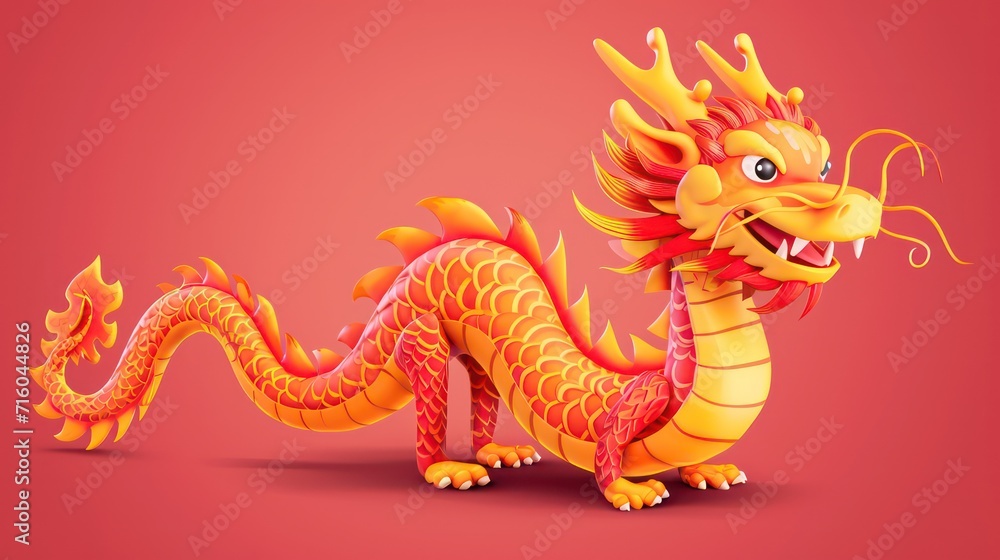 Traditional 3d chinese dragon glowing in the dark illustration vector. 3d character dragon bright colors print for clothes, stationery. Banner chinese dragon 2024. New Year of the Dragon 2024. Traditional 3d chinese dragon glowing in the dark illustration vector. 3d character dragon bright colors print for clothes, stationery. Banner chinese dragon 2024. New Year of the Dragon 2024.