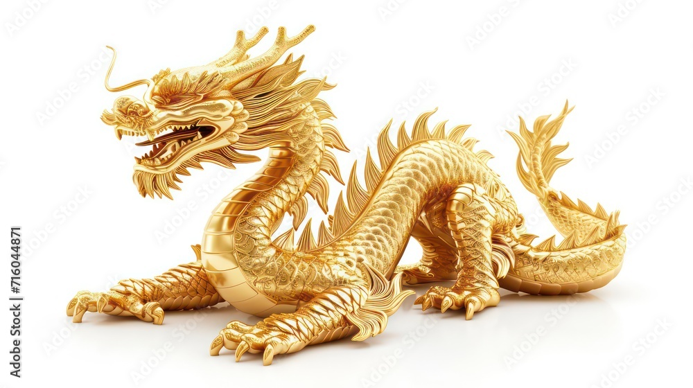 golden dragon statue isolated on white background golden dragon statue isolated on white background