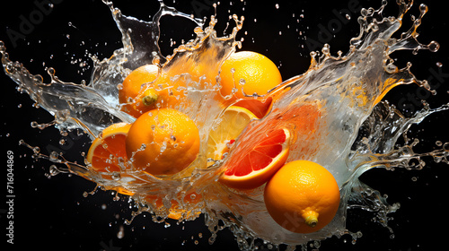 Ripe Oranges juice in water...