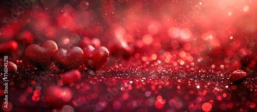 Valentines day background, deep red bokeh