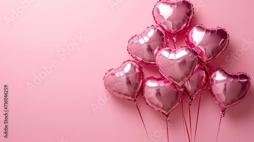 Creative Heart flying balloon on pink background. love postcard for Happy Mother's, or birthday greeting card design.