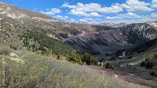 Valley of the Roaring Fork River and Linkins Lake viewed from Linking Lake Trail near Independence Pass (Continental Divide) on the Rockies National Scenic and Historic Byway (Aspen, Colorado, USA)  photo