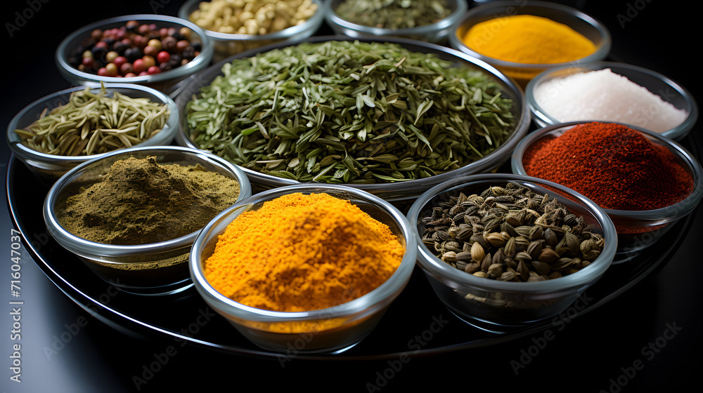 Colored spice background. Spices top view Colored spice background. Spices top view