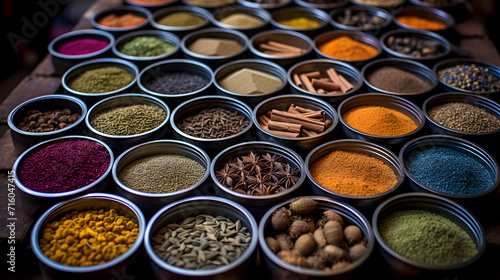 Colored spice background. S...