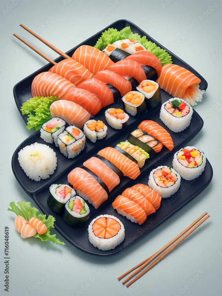 Delicious Japanese food sushi. Delicious Japanese food sushi.