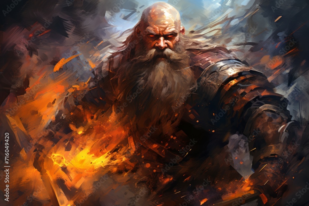 A battle-hardened dwarf warrior, renowned for skill with a warhammer and unyielding determination. - Generative AI A battle-hardened dwarf warrior, renowned for skill with a warhammer and unyielding determination. - Generative AI