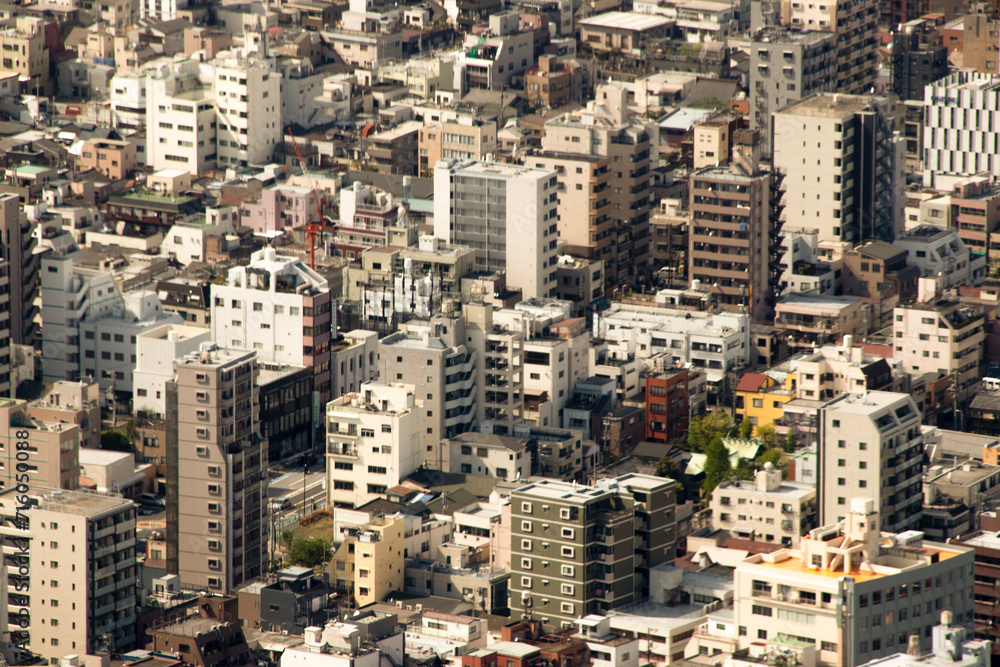 Tokio desde el cielo. Vista panorámica de la ciudad de tokio donde se ven casas tradicionales Tokio desde el cielo. Vista panorámica de la ciudad de tokio donde se ven casas tradicionales