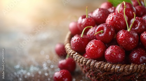 Fresh cherries in a basket © DVS