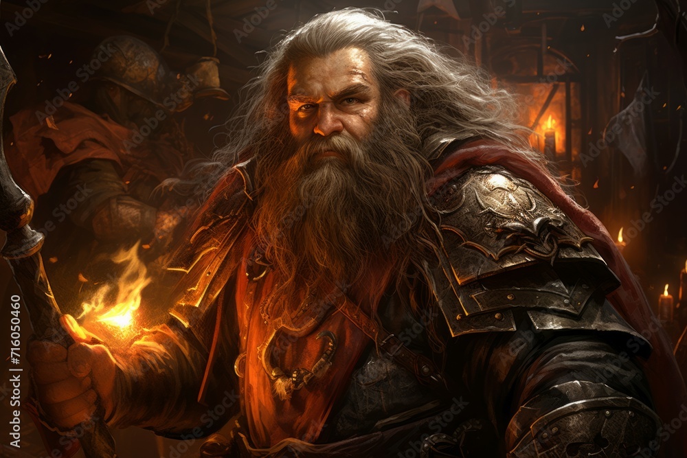 A battle-hardened dwarf warrior, renowned for skill with a warhammer and unyielding determination. - Generative AI