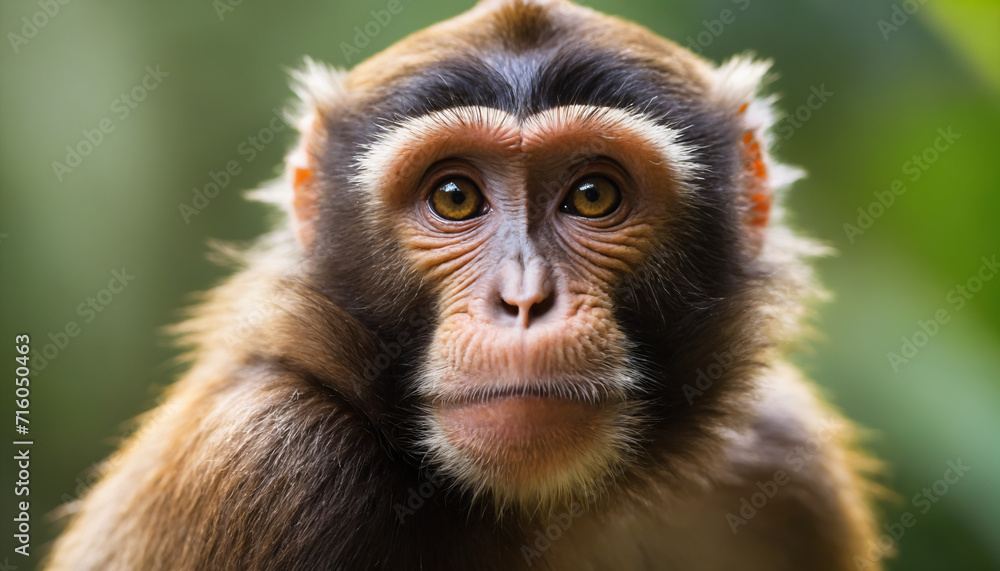 Cute Monkey Portrait in Jungle Cute Monkey Portrait in Jungle