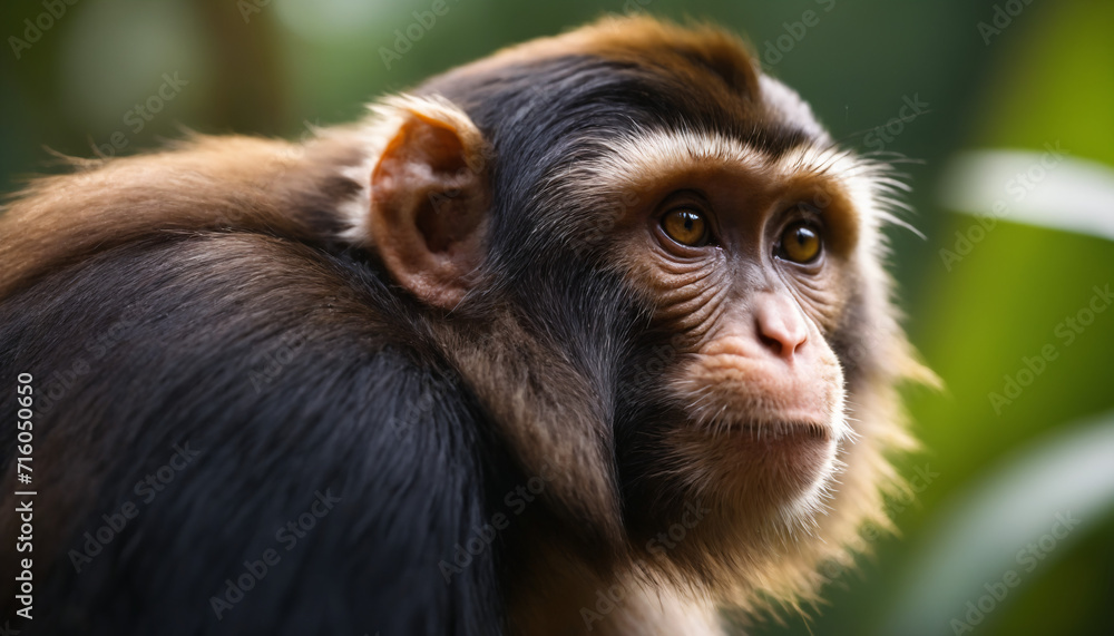Cute Monkey Portrait in Jungle Cute Monkey Portrait in Jungle