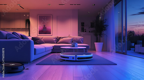 Uma sala de estar moderna e elegante com linhas limpas e decora    o minimalista prepara o palco para uma cena futurista