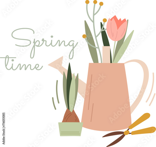 Spring Flowers Gardening With Lettering