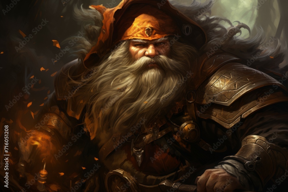 A battle-hardened dwarf warrior, renowned for skill with a warhammer and unyielding determination. - Generative AI