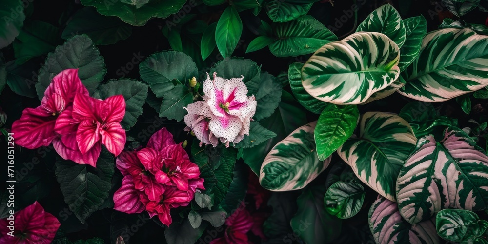 some flowers are in a pink and green clump some flowers are in a pink and green clump