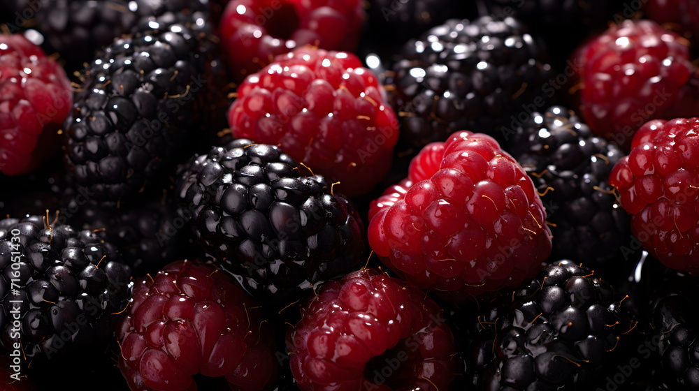 Background of fresh fruits and berries. Ripe blackberries, raspberries. Mix berries and fruits. Top view. Background berries and fruits. Black-blue and red. Background of fresh fruits and berries. Ripe blackberries, raspberries. Mix berries and fruits. Top view. Background berries and fruits. Black-blue and red.