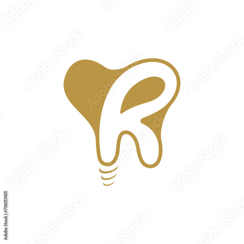 abstract simple vector unique dentist logo letter R