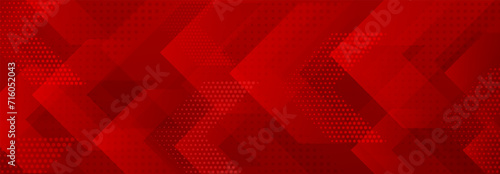 Abstract background of translucent flat shapes and dots in red colors