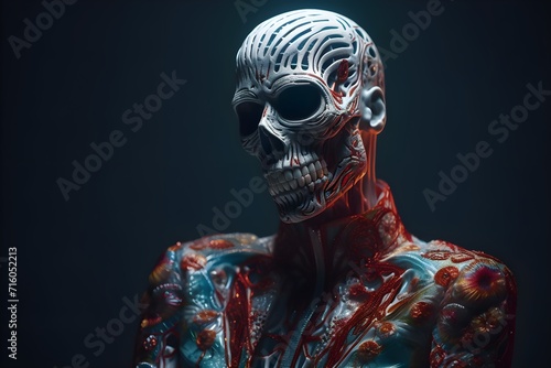 a fashionable skeleton posing for the camera