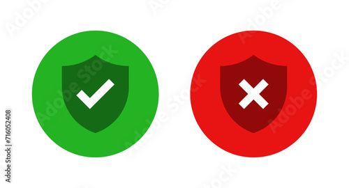 Shield with check mark and cross mark icon