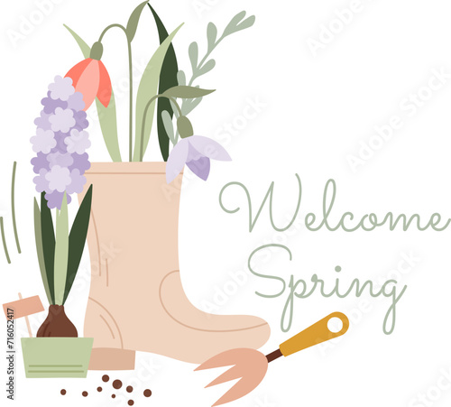 Spring Flowers Gardening With Lettering