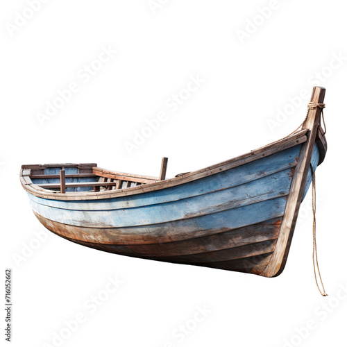 Old wooden boat isolated on white background