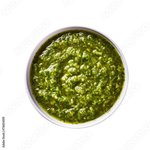 A Bowl of Salsa Verde Isolated on a Transparent Background 