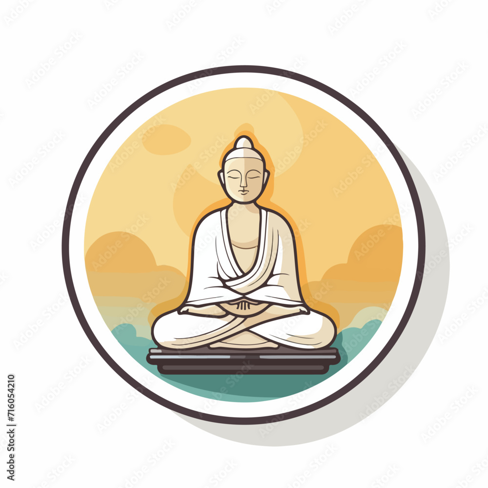 Buddha in cartoon, doodle style. Image for t shirt. Isolated 2d vector illustration in logo, icon, sketch style, Eps 10. AI Generative