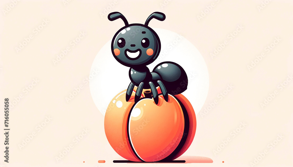 Fototapeta premium ant on a peach illustration 