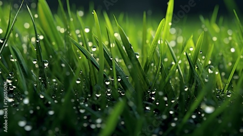A close up of grass with water droplets on it Generative Ai Generative