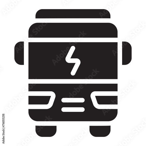electric bus glyph icon
