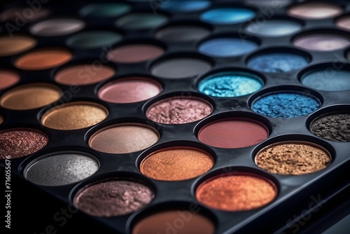 Closeup of eye shadow, cosmetics, makeup